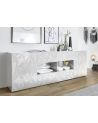 Buffet PRISMA 2 portes et 4 tiroirs – Design géométrique blanc laqué brillant