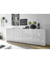 Buffet PRISMA 4 portes – Blanc laqué brillant – Design géométrique