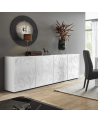 Buffet PRISMA 4 portes – Blanc laqué brillant – Design géométrique