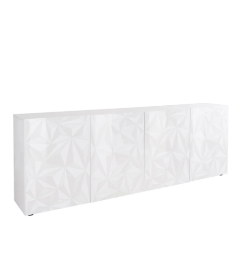 Madia PRISMA a 4 ante – Bianco laccato lucido – Design geometrico