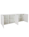 Buffet PRISMA 4 portes – Blanc laqué brillant – Design géométrique