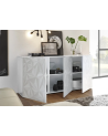 Buffet PRISMA 3 portes – Blanc laqué brillant – Design géométrique