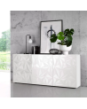 Buffet PRISMA 3 portes – Blanc laqué brillant – Design géométrique