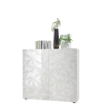 Buffet PRISMA haut 2 portes – Blanc laqué brillant – Design géométrique