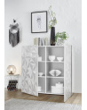 Buffet PRISMA haut 2 portes – Blanc laqué brillant – Design géométrique