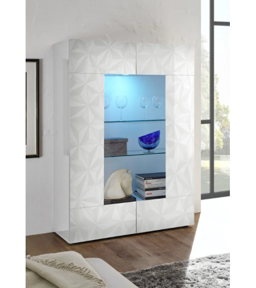 Vitrina PRISMA de 2 puertas con secciones centrales de cristal