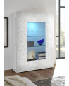 Vitrine PRISMA 2 portes avec parties vitrées centrales – Blanc laqué brillant