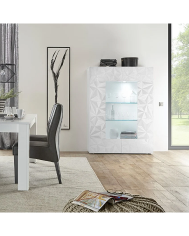 Vitrina PRISMA de 2 puertas con secciones centrales de cristal