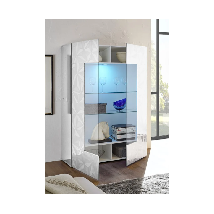 Vitrina PRISMA de 2 puertas con secciones centrales de cristal