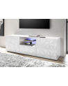Mobile TV PRISMA con 2 ante e 1 cassetto – Bianco laccato lucido – Design geometrico