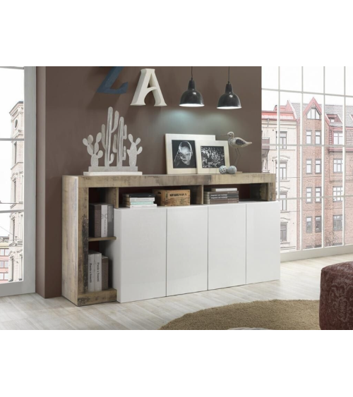Madia HAMBURG – Bianco laccato lucido / Pero