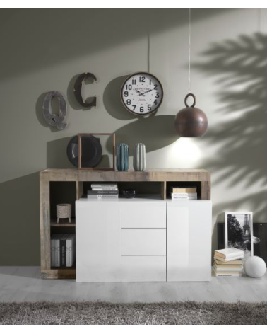 Madia HAMBURG – Bianco laccato lucido / Pero
