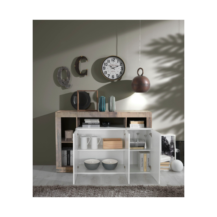 Madia HAMBURG – Bianco laccato lucido / Pero