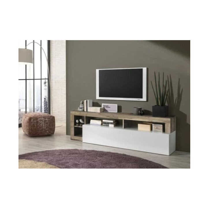 Mobile TV HAMBURG – Bianco laccato lucido / Pero