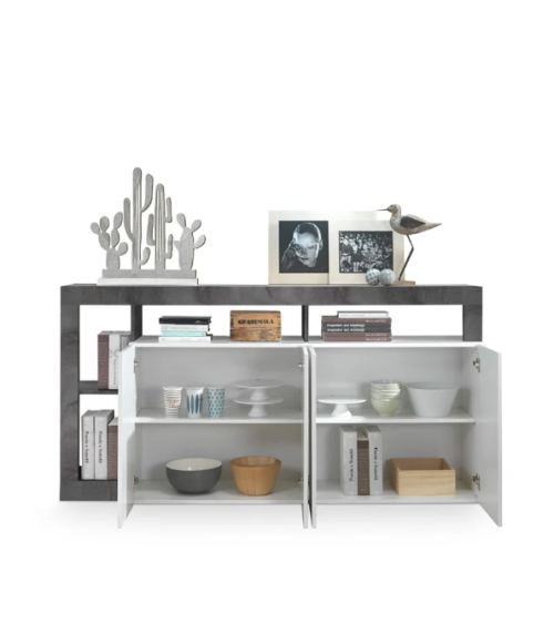Madia HAMBURG – Bianco laccato lucido / Ossido