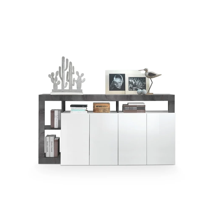 Madia HAMBURG – Bianco laccato lucido / Ossido