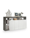 Buffet HAMBURG – Blanc laqué brillant / Oxyde