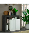 Buffet HAMBURG – Blanc laqué brillant / Oxyde