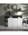 Buffet HAMBURG – Blanc laqué brillant / Oxyde
