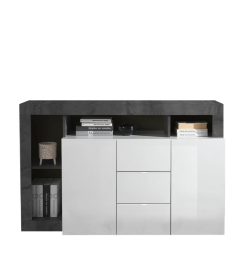 Madia HAMBURG – Bianco laccato lucido / Ossidato
