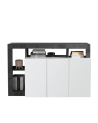 Credenza HAMBURG 3 ante – Bianco laccato lucido / Nero ossido