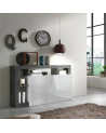 Buffet HAMBURG 3 portes – Blanc laqué brillant / Noir oxyde
