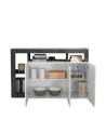 Credenza HAMBURG 3 ante – Bianco laccato lucido / Nero ossido