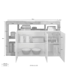 Aparador contemporáneo 3 puertas – Blanco lacado brillo / Negro óxido
