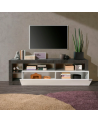 Meuble TV HAMBURG – Blanc lacqué brillant /oxyde