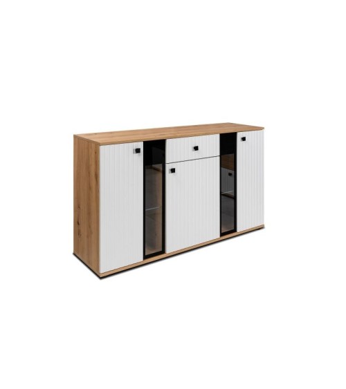 Buffet CALI 140 cm chêne et blanc