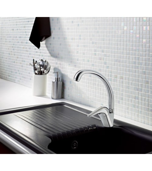 Evier simple Polino avec égouttoir 860 x 500 x 210mm Noir anthracite
