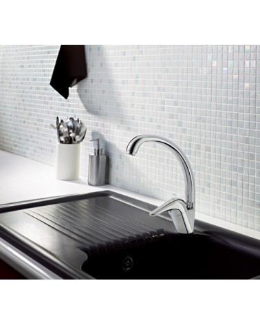 Evier simple Polino avec égouttoir 860 x 500 x 210mm Noir anthracite