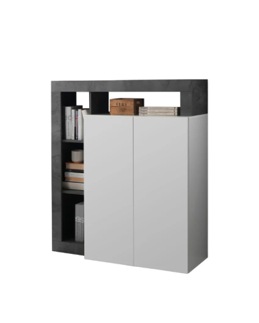 Credenza HAMBURG 2 ante – Bianco laccato lucido / Ossidato