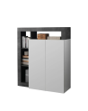 Buffet HAMBURG 2 portes – Blanc laqué brillant / Oxyde