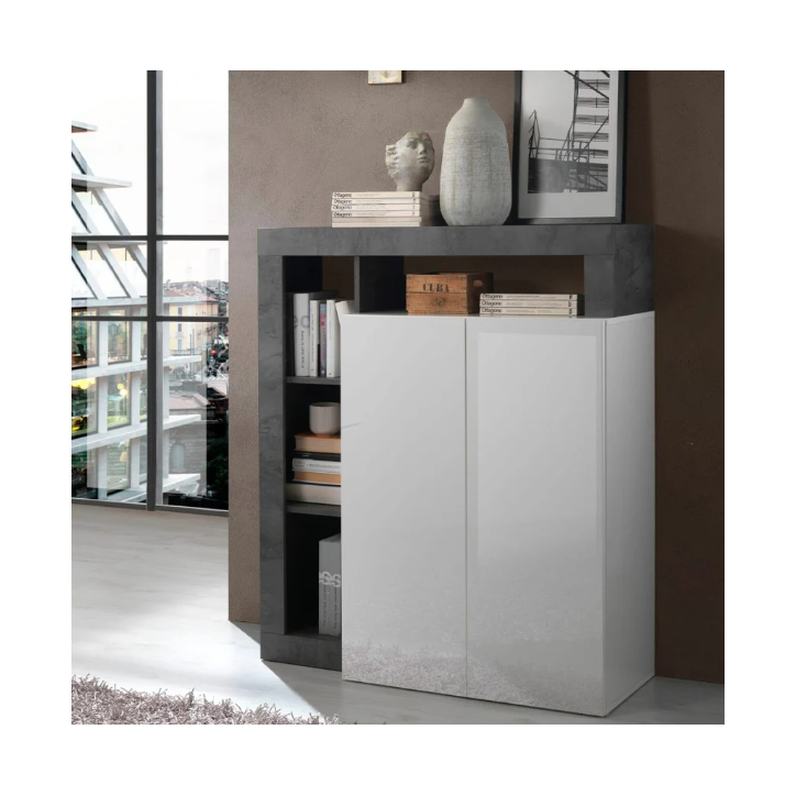 Credenza HAMBURG 2 ante – Bianco laccato lucido / Ossidato Credenza HAMBURG 2 ante – Bianco laccato lucido / Ossidato
