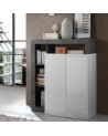 Aparador HAMBURG 2 portas – Branco lacado brilhante / Óxido