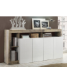 Aparador HAMBURG 4 puertas – Blanco lacado brillo / Roble Cadiz
