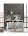 Buffet HAMBURG 4 portes – Blanc laqué brillant / Chêne Cadiz