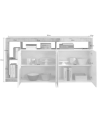Buffet HAMBURG 4 portes – Blanc laqué brillant / Chêne Cadiz