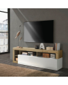 Meuble TV HAMBOURG – Blanc laqué brillant / Chêne Cadiz