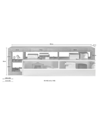 Mobile TV HAMBOURG – Bianco laccato lucido / Rovere Cadiz