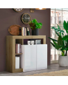 Credenza HAMBURG – Bianco laccato lucido / Rovere Cadiz