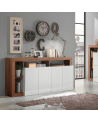 Buffet HAMBURG – Blanc laqué brillant / Bois Mercure