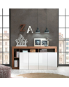 Aparador HAMBURG – Blanco lacado brillo / Madera Mercurio
