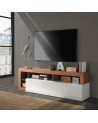 Meuble TV HAMBURG – Blanc laqué brillant / Bois Mercure