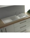 Evier double Molina avec égouttoir 1160x 500 x 210mm Blanc