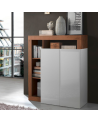 Credenza HAMBURG – Bianco laccato lucido / Legno Mercurio