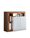 Buffet HAMBURG – Blanc laqué brillant / Bois Mercure