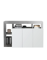 Aparador HAMBURG 3 puertas – Blanco lacado brillo / Hormigón
