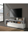 Mueble TV HAMBURG – Blanco lacado brillo / Hormigón
